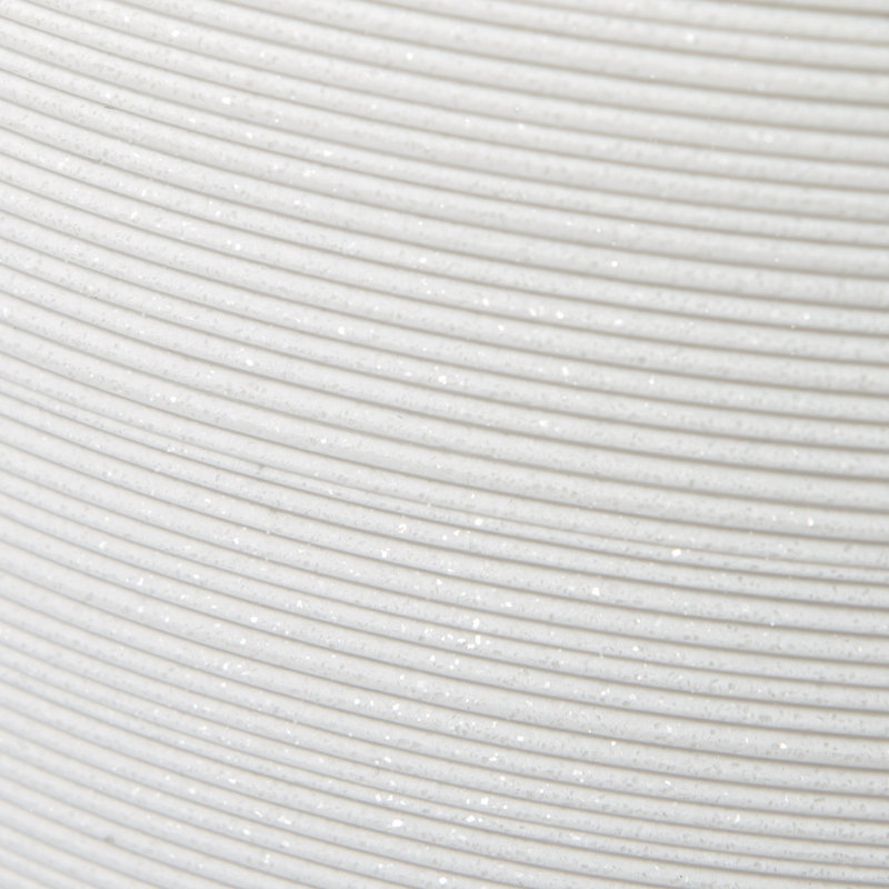 White Ribbed Resin Wastebasket with Flecked Detailing