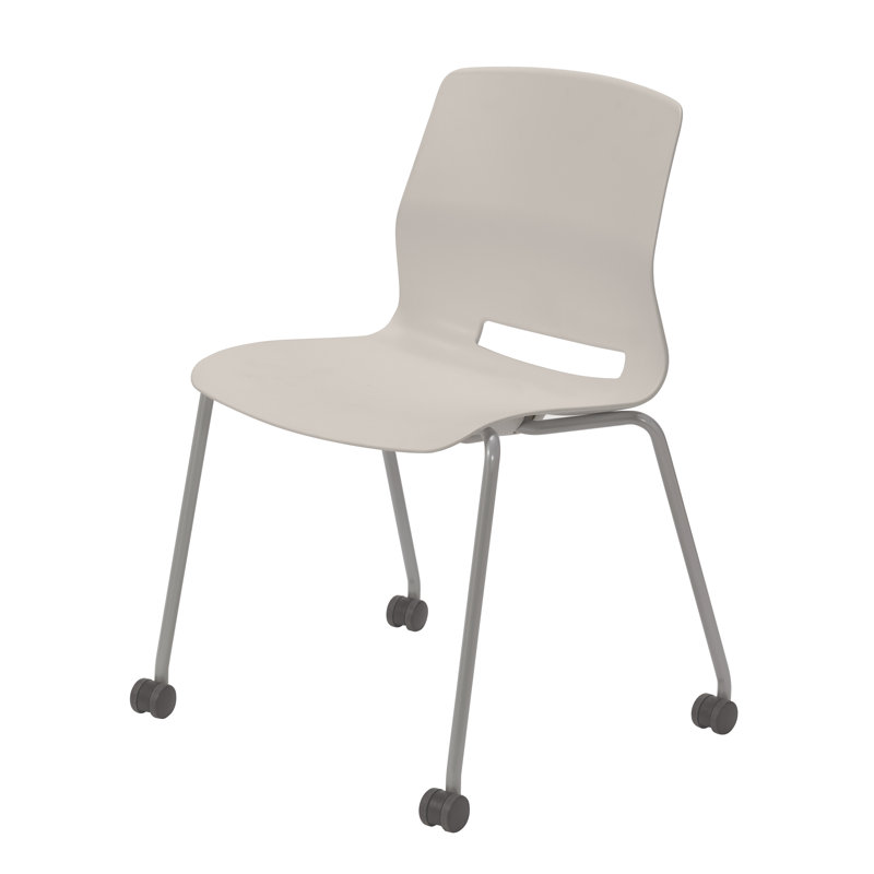 Chaise empilable Wille, Gris clair, Avec des roulettes