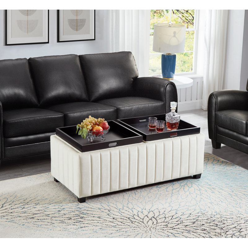 Contemporary Storage Ottoman Bench, Storage Bench With Tray Top