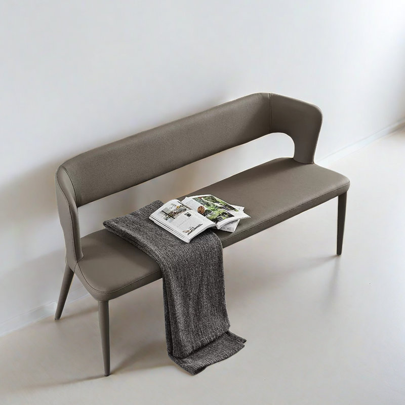 Banc rembourré en similicuir Marnika, Gris