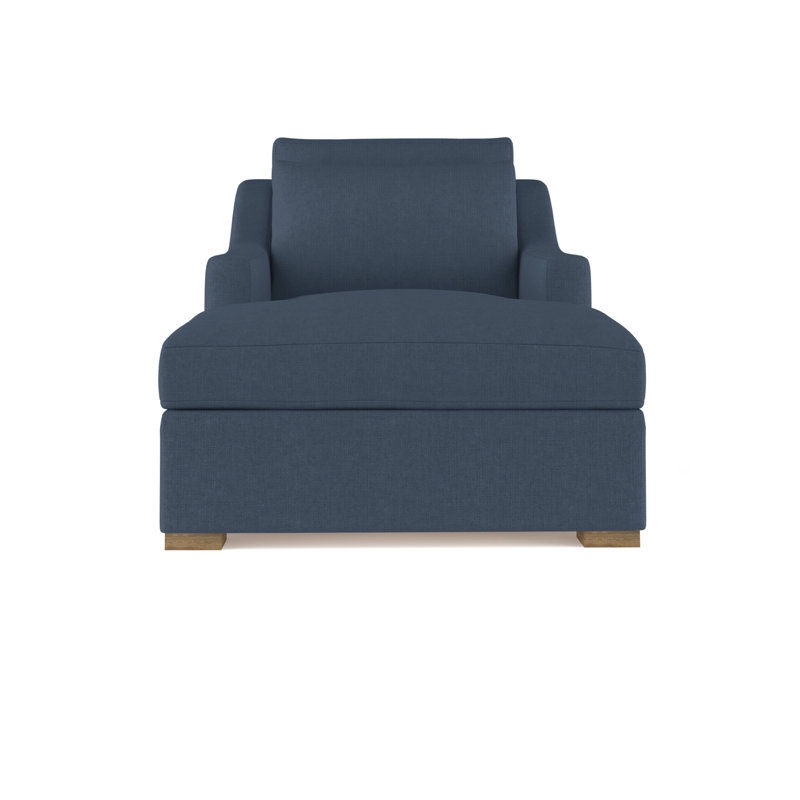 Ludlow Chaise Lounge, Plush Velvet Blue Print, Weathered