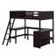Lit mezzanine double avec tablettes et bureau Jorddy, lit mezzanine en bois avec bureau