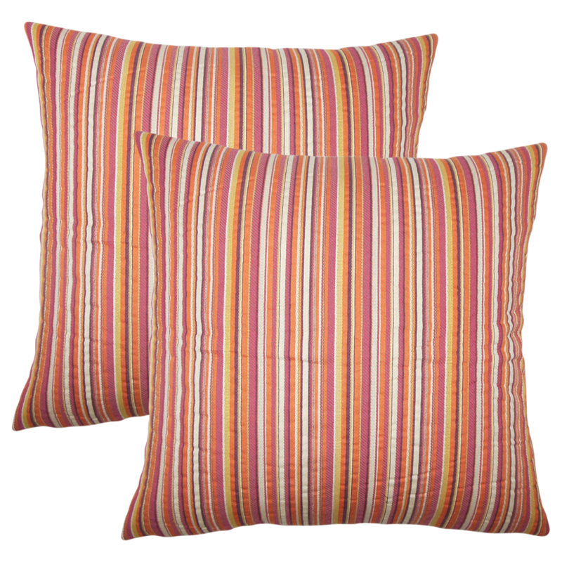 Striped Feather Reversible Throw Pillow