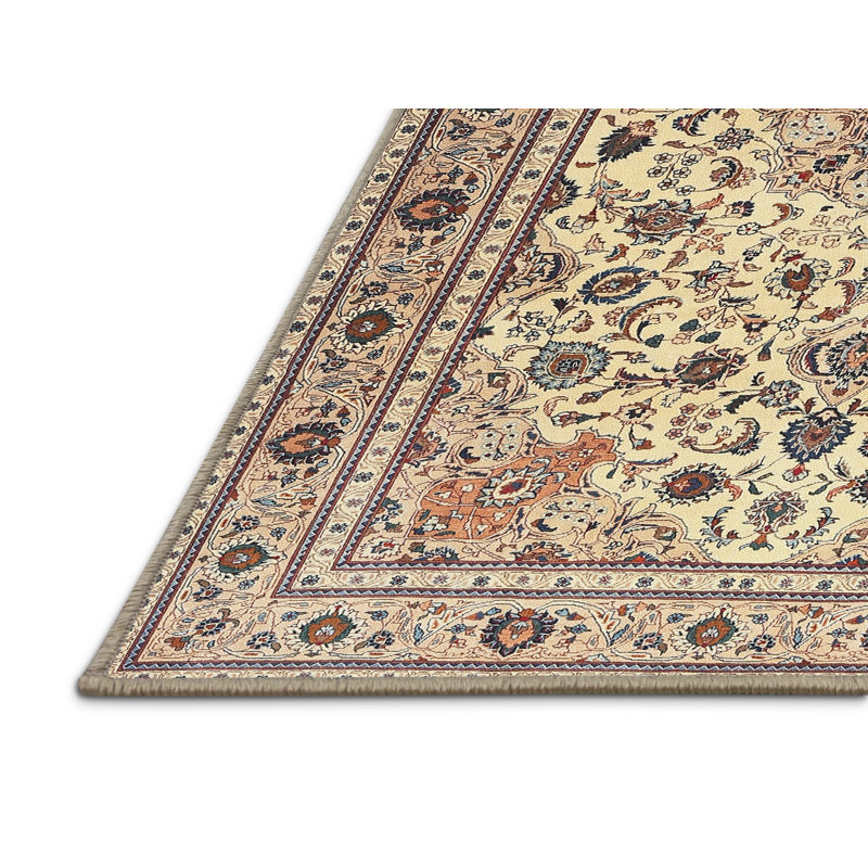 Tapis oriental multicolore tissé à la machine Oriental, Rectangle 7 pi x 9 pi