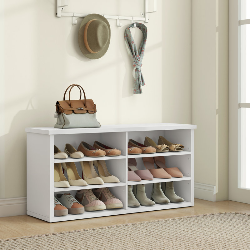 Shoe Bench, Storage Bench, 6 Compartments, Adjustable Shelves, For Living Room, Hallway, 29.5 X 100 X 50 Cm, Honey Brown