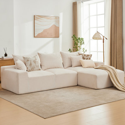 110" Modular Sectional Sofa, L-Shaped Cloud Couch with Chaise Lounge, Boneless Deep Seat Sofa for Living Room, Apartment Furniture Sets, Plush Chenille Fabric, No Assembly Required