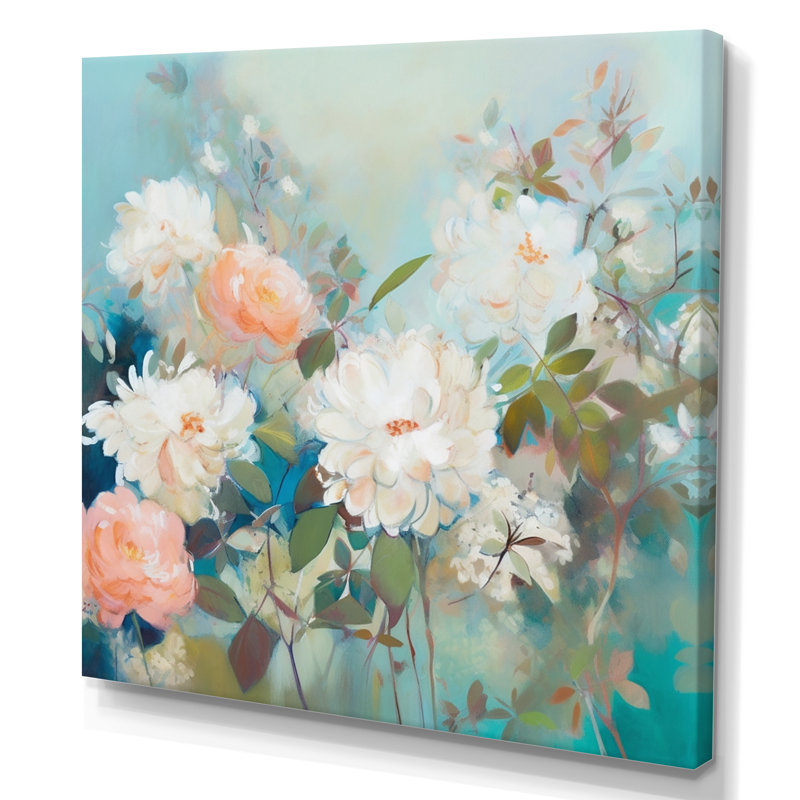 Romanok, rose, bleu, œillets, fleur sur toile, H 24 po x l 24 po x P 1 po, Toile tendue