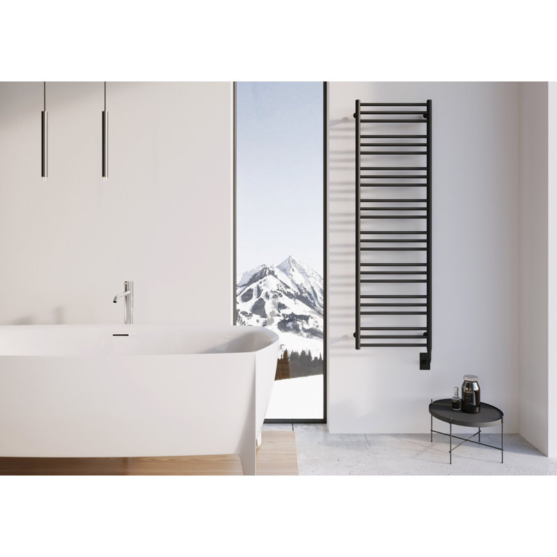 Porte-serviettes chauffant mural 19,5 po x 64 po Sorano, Noir mat, H 64 po x l 19,5 po x P 2,75 po