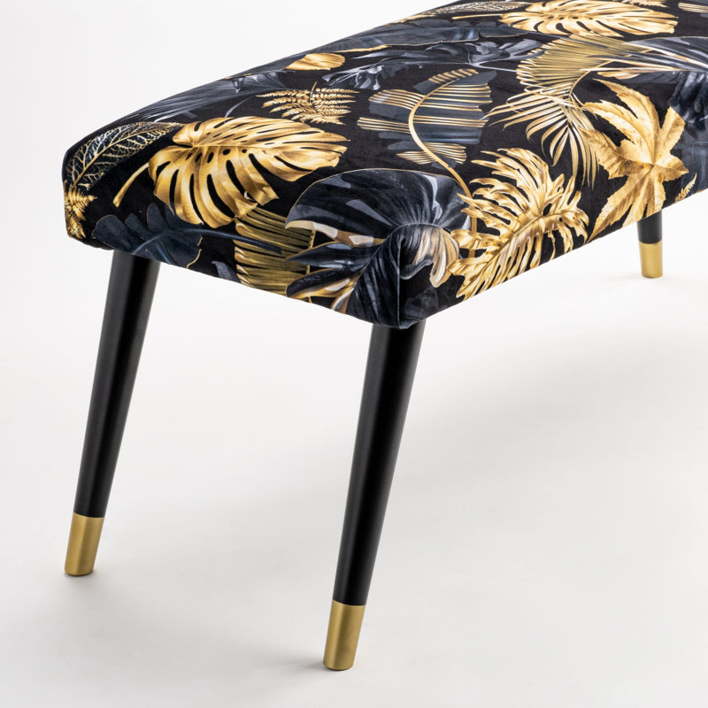 Velvet Upholstered Bench, 40cm H x 160cm W x 35cm D
