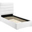 Lit tapissier contemporain de couleur blanche avec tête de lit horizontale et similicuir blanc capitonné, structure en bois d'ingénierie, convient aux chambres à coucher-1160641284