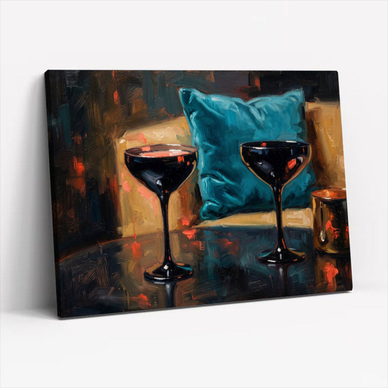 Verre à vin, reproduction d'art sur toile, ensemble de 1, H 16 po x l 24 po, Toile tendue
