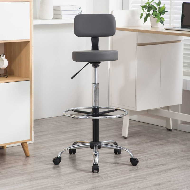 Miyana Comfy Adjustable Drafting Stool with Footrest, Adjustable Height, Gray
