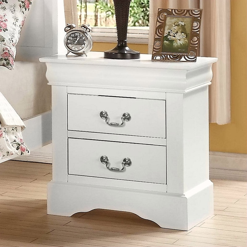 Table de chevet 2 tiroirs, Blanc