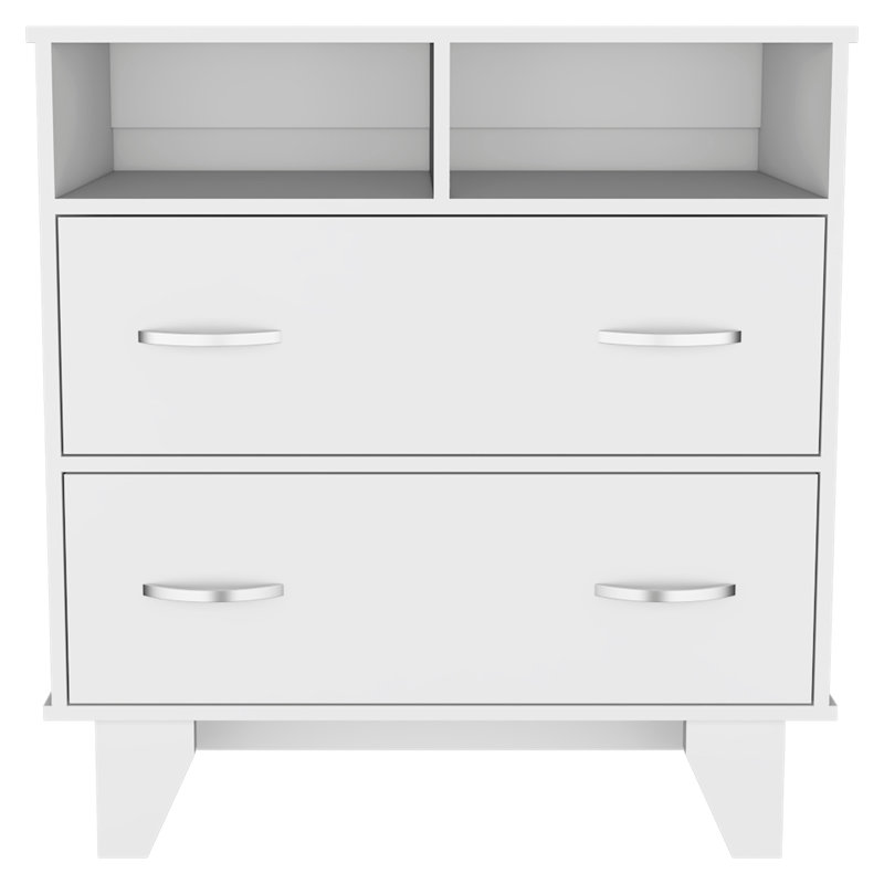 Commode 2 tiroirs Aaron, Blanc