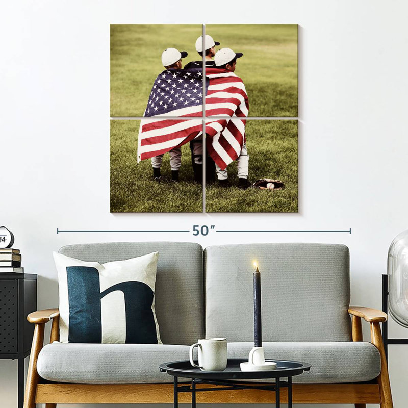 Baseball Kids With US Flag