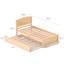 Lit plateforme simple en bois massif avec lit gigogne-1392886414