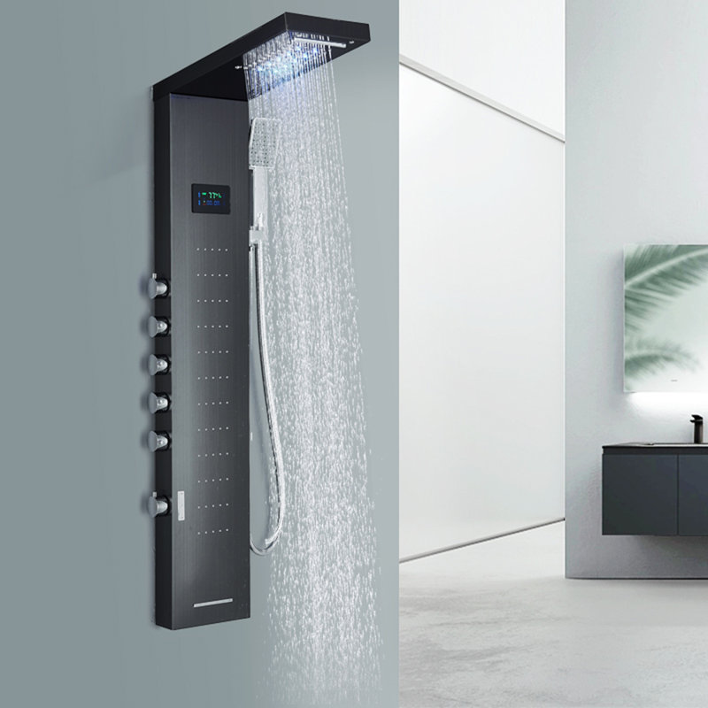 44.8'' Shower Panel with Fixed Shower Head, Matte Black