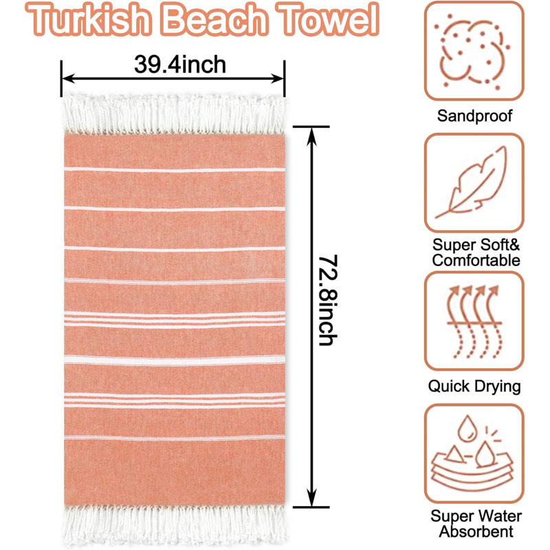 Meinulf 2 - Piece Cotton Beach Towel Same-Size Set Guest Room Case Pack, Orange