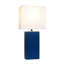 Lampe de table en cuir 21 po avec abat-jour rectangulaire en lin blanc-81096600-105865462-105848919