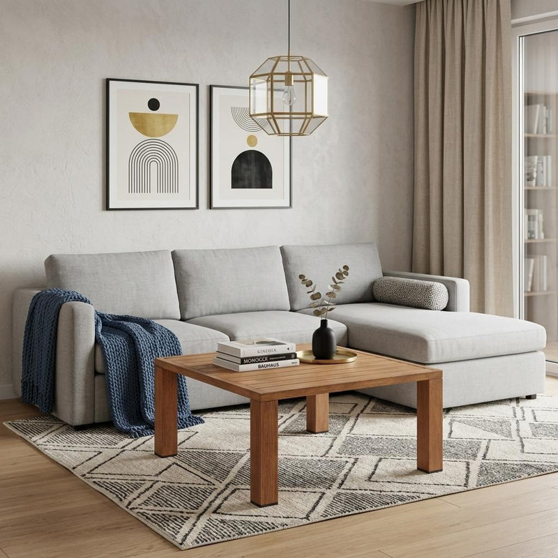 32" Natural Aluminum Square Coffee Table