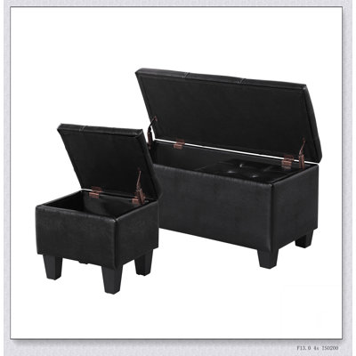 Large Storage Ottoman Bench Set, 3 in 1 Combination Ottoman, Tufted Ottoman Linen Bench