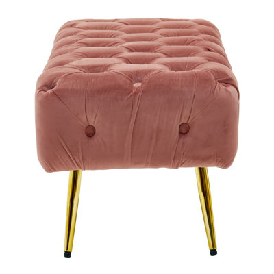 Galina 104 cm W Velvet Tufted Rectangle Footstool