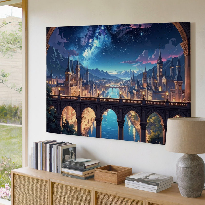Art mural sur toile Twilight Fantasy City, H 30 po x l 30 po