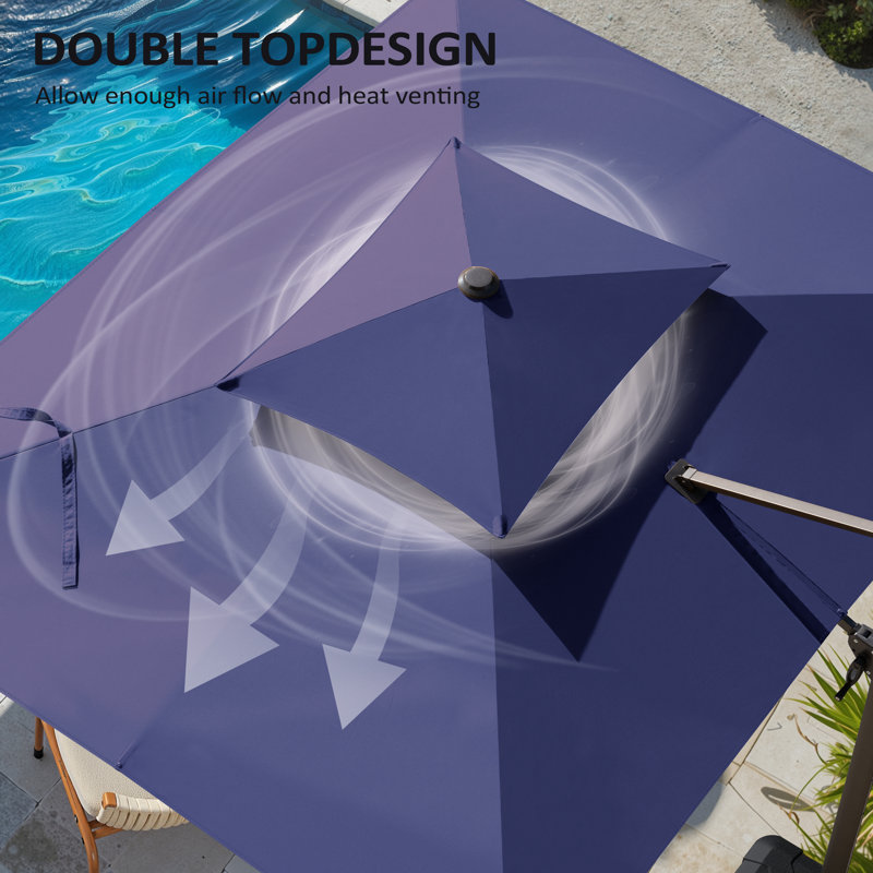 128'' X 104'' Rectangular Cantilever Umbrella with Weighted Base, Navy