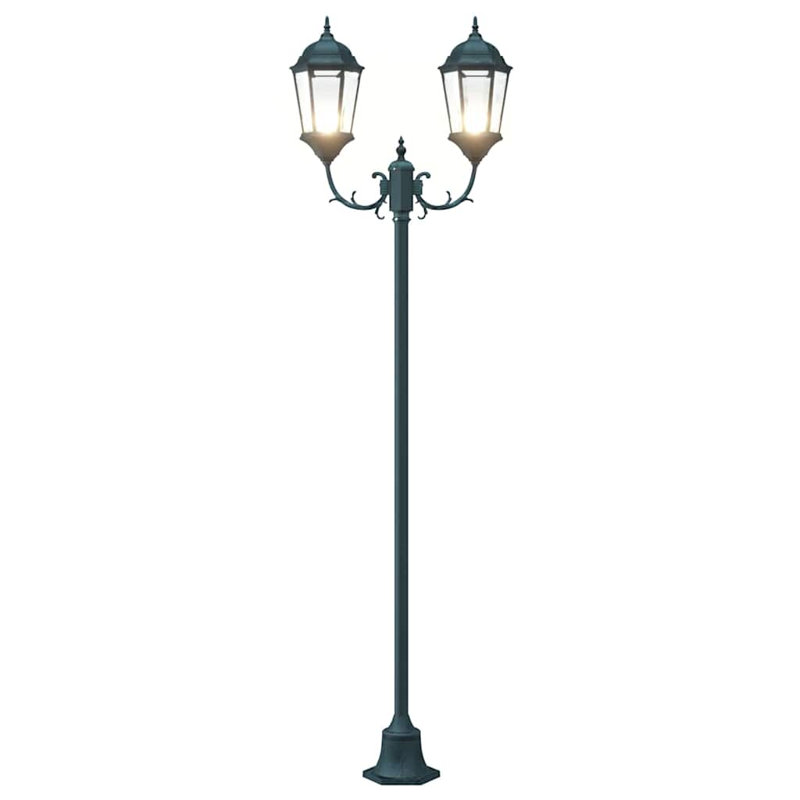 Garden Light Aluminium and Glass Pathway Lights Outdoor Lighting, 235cm H x 68cm W x 20cm D, Dark Green Aluminum