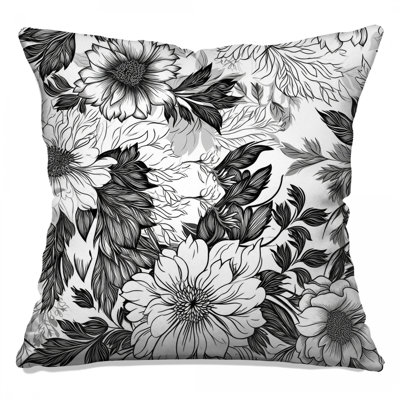 Coussins décoratifs noirs et noirs à motif floral