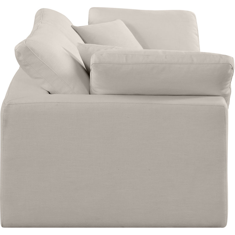 Canapé modulaire en lin texturé Iwana, Tissu beige texturé en lin