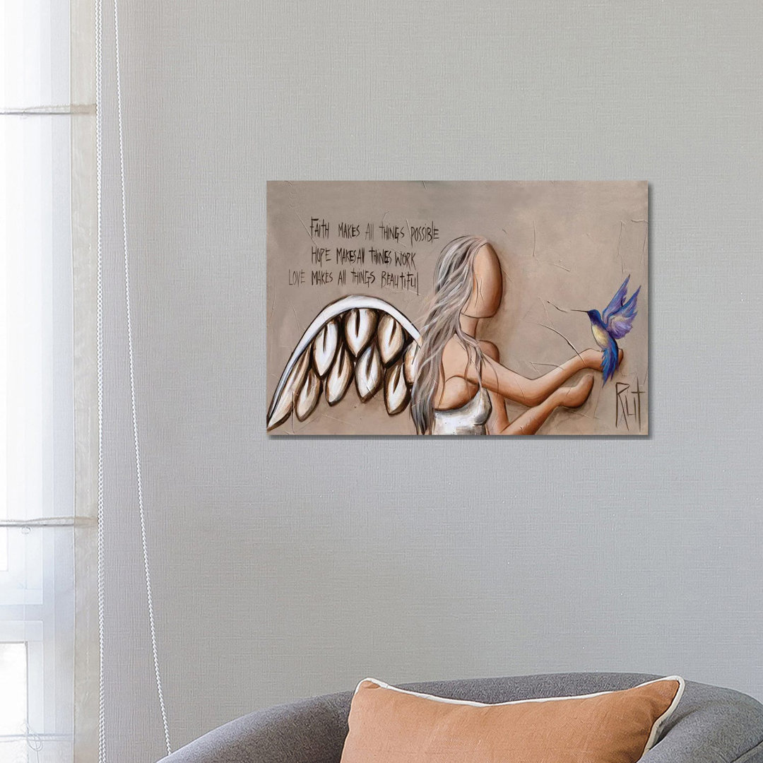 Faith Hope Love by Rut Art Creations - Wrapped Canvas Graphic Art Print