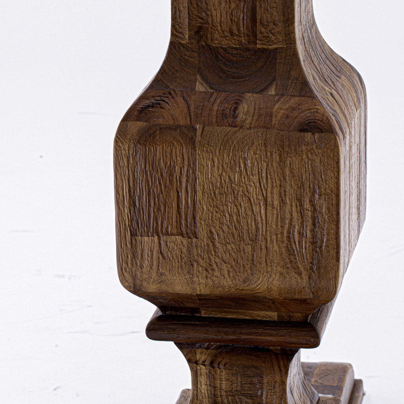 L'ensemble de cuisine 5 pièces comprend un plateau de table rond avec un piédestal élégant et 4 chaises de cuisine en similicuir gris foncé avec dossier haut - noyer antique