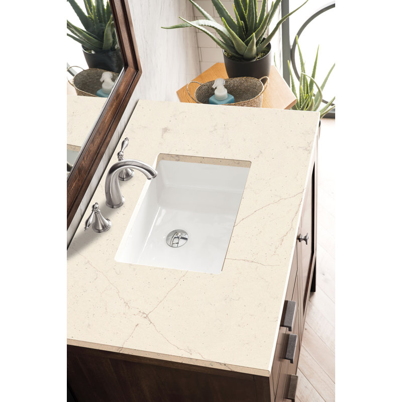 Addison 36'' W Vanity, Mid-Century Acacia, Carrara White, 8" Widespread