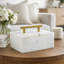 Boîte de rangement décorative, poignée en laiton doré, marbre blanc luxueux de 7 pouces