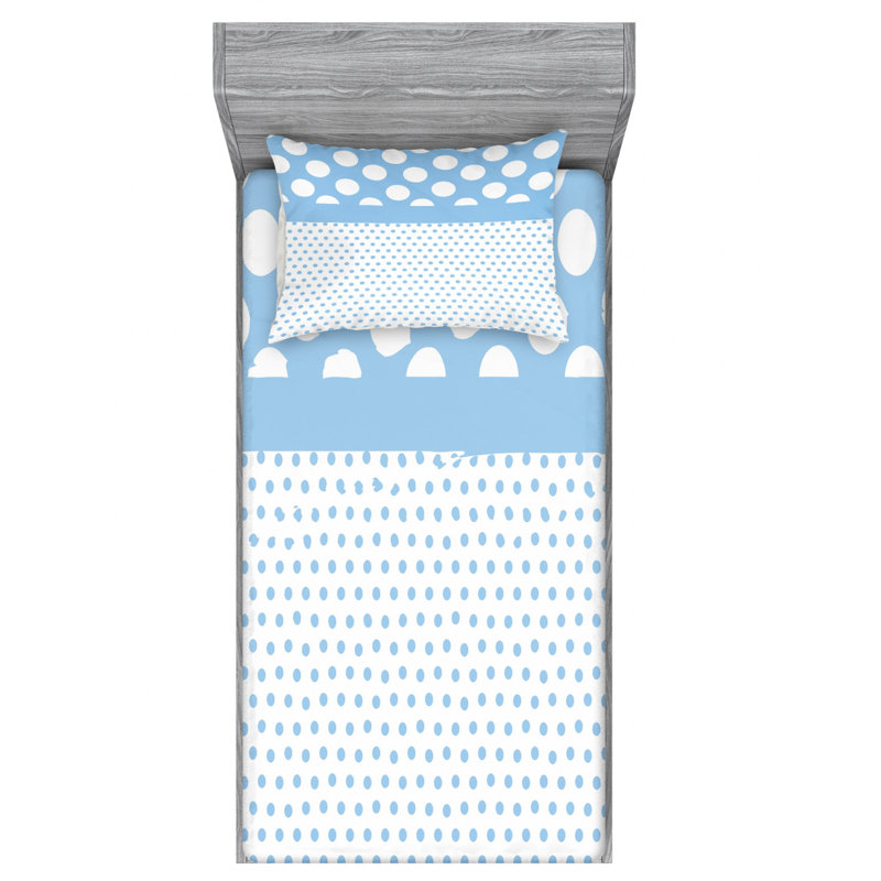 Microfiber Polka Dots Sheet Set, Twin XL Sheet Set with Fitted Sheet