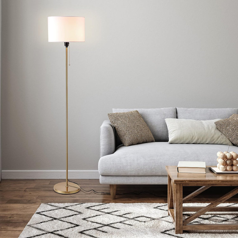 Kelisia 55" Drum Shade Standing Lamp LED Floor Lamp. Pull Chain Switch, E26 Socket, Modern Minimalist Design, Simple Floor Lamp for Living Room, Bedroom, Office,