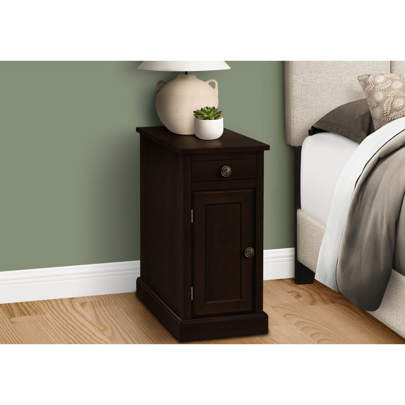 Table de chevet pour chambre à coucher avec placage brun - tiroir et armoire pour rangement pratique