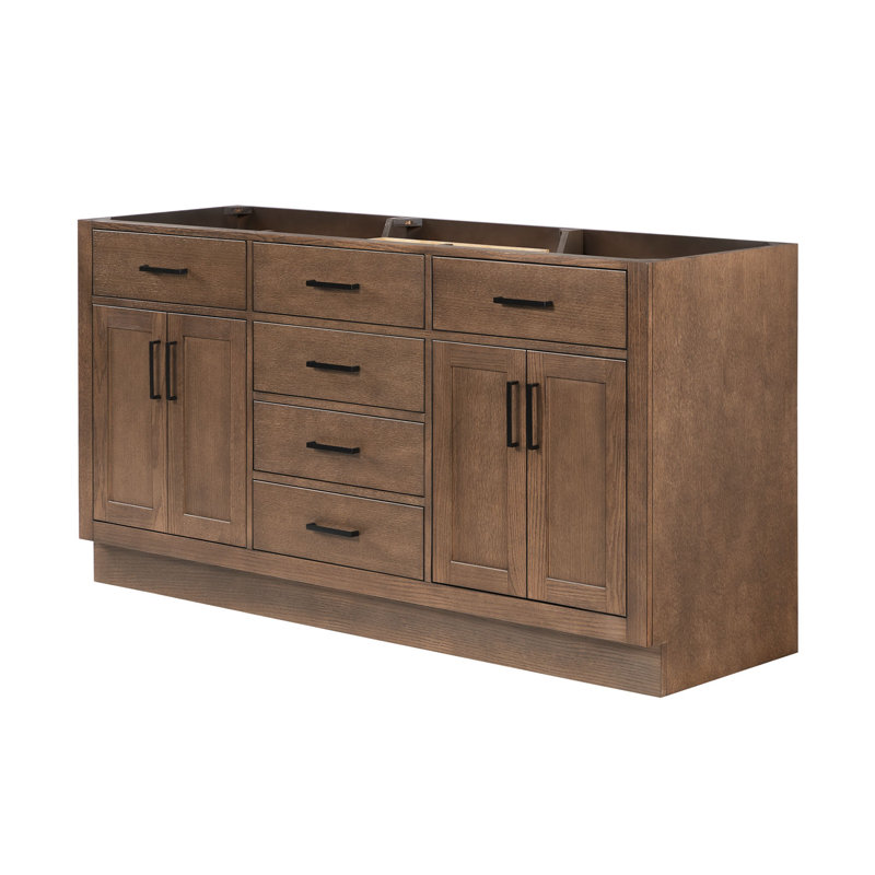 Hepburn 66'' Double Bathroom Vanity Base Only, Brown Oak