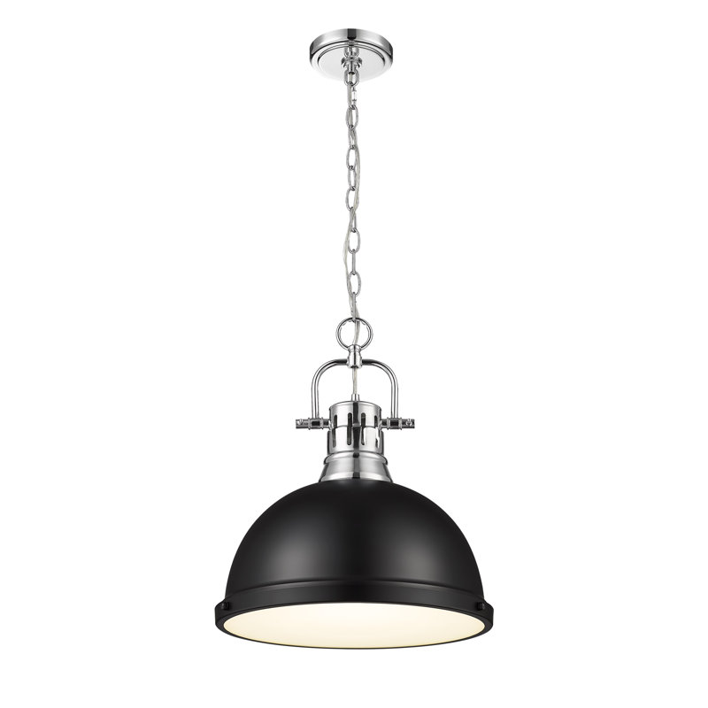 Luminaire suspendu en forme de dôme 1 lumière Alethia, Chrome, Noir mat