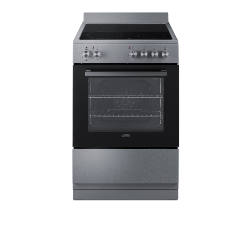 Summit Appliance 24" W Electric Smooth-Top Range, Black/Stainless Steel