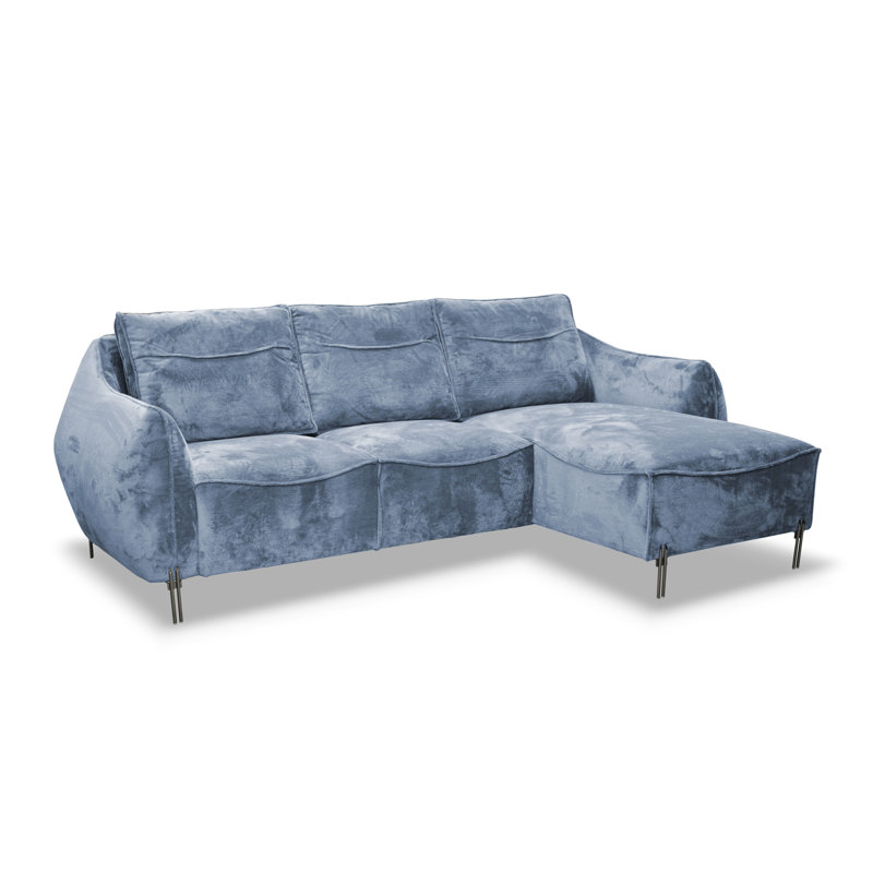 Adly 3 Seater Fabric Sofa & Chaise, Blue, Right Hand Facing