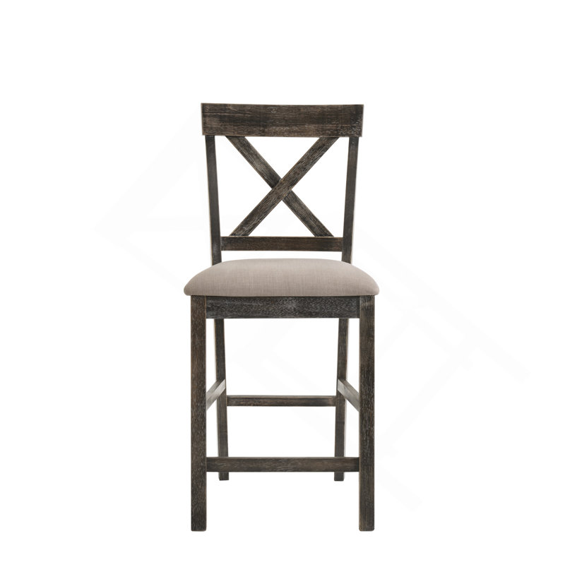 Ensemble de chaises à hauteur de comptoir Martha II en lin brun clair et gris vieilli (ensemble de 2)