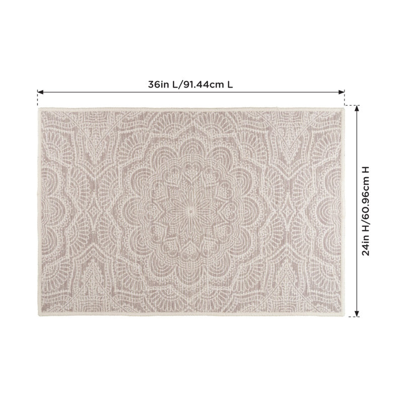 Tapis 61 x 91 cm, lavable à la machine, dos antidérapant, intérieur/extérieur - Mandala, Mandala