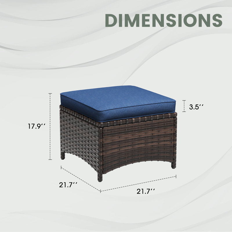 patio wicker ottoman, Slate Blue