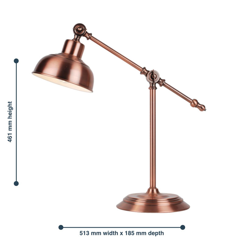Larosa Metal Table Lamp, Antique Brushed Copper