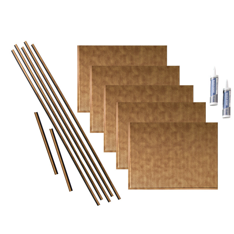 FASÄDE Rib Decorative Vinyl Backsplash 15 sq ft Kit, Antique Bronze