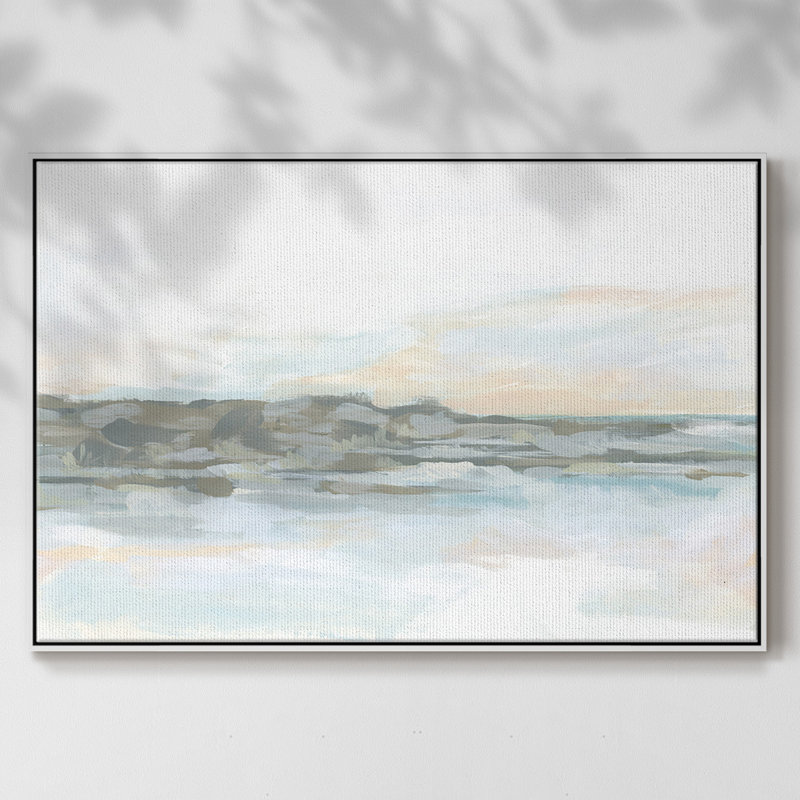 Rock Coast I, reproduction d'art sur toile, H 25 po x l 37 po x P 2 po, Blanc