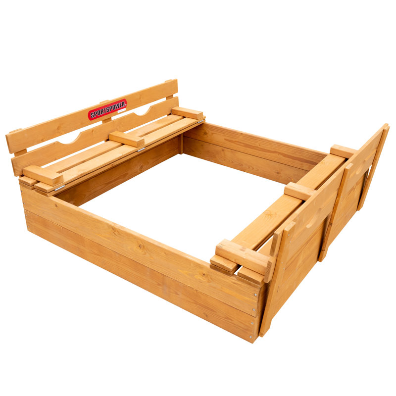 Sportspower™ 47.2'' x 18.7'' Solid Wood Rectangular Sandbox with Cover