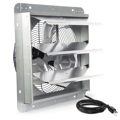 Ventisol 14 Inch Shutter Exhaust Fan, Ven Fan With Power Cord Wall Mount, High Speed 1520cfm For Garages, Attic, Shops, Greenhouse